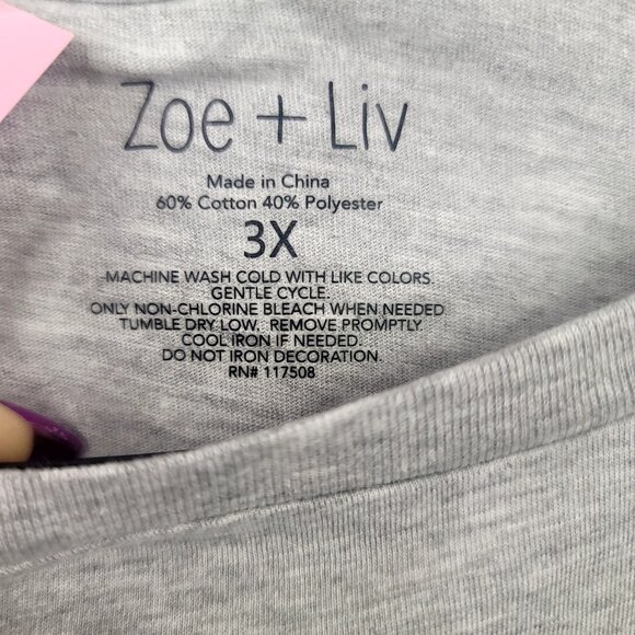 Zoe + Liv Gray Take Care Of Each Other Graphic T-Shirt Oversized 3X - Picture 3 of 6
